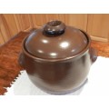 Vintage Soup Tureen Brown glazed pottery with lid.