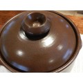 Vintage Soup Tureen Brown glazed pottery with lid.