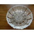 Vintage Anchor Hocking Glass Old Cafe clear round dish with depressed design  Circa 1950`s.