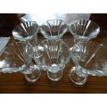 Set of 6x Parfait/Sundae/Gelato heavy footed Goblets. Decorative/moulded Glass.  Made in Italy