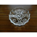 Vintage 3x division snack server/tray.  Decorative cut/ depressed glass with star/thistle design.