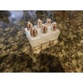 Set of 3x small glass dainty table salt/pepper cellars (3x sets).