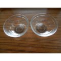 Set of 2x Clear glass bowls with rim.  Type finger bowl with thick rim.