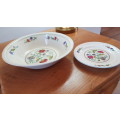 Table Serving Ware Set:   1x Large Porcelain Bowl and matching 1x Porcelain Plate. Floral design.