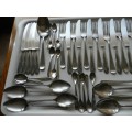 Dutch Vintage  Gero Zilmeta Stainless Steel Cutlery Set. Circa 1960s.  40pce