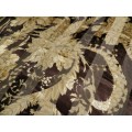 Vintage collectable Ladies scarf.  Classic silk finish square scarf in Brown and Gold.