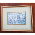 Wooden Picture Frame: Print of Vintage Dutch street scene by Anton Pieck.