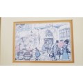Wooden Picture Frame: Print of Vintage Dutch street scene by Anton Pieck.