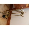 Vintage 5 piece Fireplace Set.  Handmade twisted wrought iron and then Brass coated.