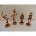 Set of 4x copper coloured metal Ndebele female figures.