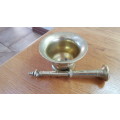 Antique Brass Ornament:  Dutch Brass handmade late 19th Century Pestle and Mortar set.