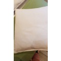 Scatter cushions: 1x White Bull linen scatter cushion cover with crochet and button detail