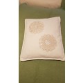 Scatter cushions: 1x White Bull linen scatter cushion cover with crochet and button detail