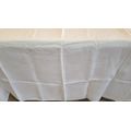 Rectangular White Damask Table Cloth, hemmed.