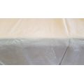 Rectangular White Damask Table Cloth, hemmed.