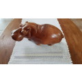 African Craft hand carved wooden Hippo.  Solid wood.