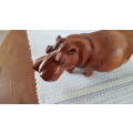 African Craft hand carved wooden Hippo.  Solid wood.  Height  13,5cm.