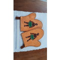 Vintage Zulu curio. Hand stitched felt decorative oven gloves - dates to the 1960s.