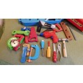 Kids Toys: Job lot of Plastic Tools: A Tool Bench in two parts and a variety of plastic tools