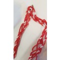 Vintage Costume Jewellery:  Necklace strung with red and white African beads and twirled.