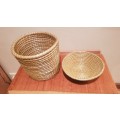 African Woven display baskets. Set of 2x Handmade woven baskets made with natural materials.