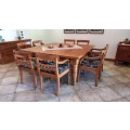Dining Table of Solid Oak with 8x matching Solid Oak dining chairs