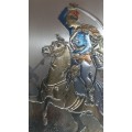 Framed Vintage French 925 Sterling Silver Relief Sculpture.  Hussards de Rautki 1692`