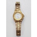 Ladies Lanko Quartz wrist watch. c1990s.  Gold plated with round face and original strap and clasp.