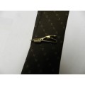 Mens Vintage Tie Clip. c1970s. Nickel plated clasp clip with stone inlay  Marked: Nippy Clip