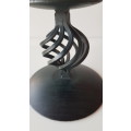 Medium size Black Wrought iron Candle Holder/Stand with an 8cm Grey Ball candle.
