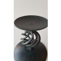 Medium size Black Wrought iron Candle Holder/Stand with an 8cm Grey Ball candle.