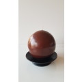 Black Wrought iron Candle Holder/Stand with an 10cm Brown Ball candle.