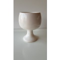Indoor flower pot/planter. Ceramic white glazed flower pot with pedestal base.