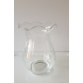 Glass Flower vases. Large glass vase with scalloped edge. Plain glass.