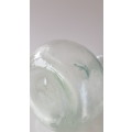 Glass Flower vase. Long thin necked glass vase with round base. Glass has small air bubbles.