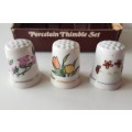 Vintage Thimble Set. Porcelain set of 6x (six) thimbles made in Taiwan.