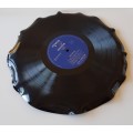 Novelty coasters made of Vinyl records. Can be used as tray for chips or snack dishes