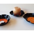 Novelty coasters made of Vinyl records. Set of 3x records: All with Orange labels