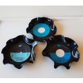 Novelty coasters made of Vinyl records. Set of 3x records: All with Blue labels.