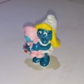 VINTAGE ORIGINAL Smurf Smurfette with BABY - 1984