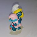 VINTAGE ORIGINAL Smurf Smurfette with BABY - 1984