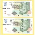 Set of two R10.00 UNC notes in Series by T Mboweni