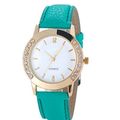 HOT!!! GENEVA WOMEN'S CRYSTAL ANALOG  QUARTZ DRESS WATCH WITH MINT GREEN  FAUX LEATHER STRAP