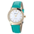 HOT!!! GENEVA WOMEN'S CRYSTAL ANALOG  QUARTZ DRESS WATCH WITH MINT GREEN  FAUX LEATHER STRAP