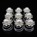 6 PCS BRIDAL HAIR JEWELLERY SET -  SPIRAL COILS WITH PEARLS AND RHINESTONE FLOWERS  - HAIR ACCESSORY