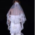 LUXURIOUS AND GORGEOUS  -  IVORY - 1 M 2 TIER  VEIL WITH LACE EDGE - WITH COMB - ALSO IN WHITE