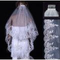 LUXURIOUS AND GORGEOUS  -  IVORY - 1 M 2 TIER  VEIL WITH LACE EDGE - WITH COMB - ALSO IN WHITE