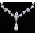 GORGEOUS BRIDAL JEWELLERY SET - FAUX PEARL AND RHINESTONE NECKLACE AND EARRING SET