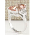 MAGNIFICANT EMERALD CUT MORGANITE CZ RING CRAFTED IN HALLMARKED 925 SILVER - SIZE 7 3/4 /(P 1/2 )