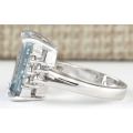 AWESOME EMERALD CUT BLUE TOPAZ CZ SILVER RING - RING SIZE 9 ( R 3/4) HALLMARKED 925